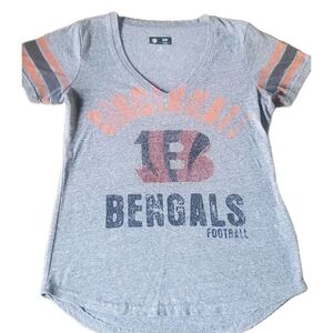Women's Cincinnati Bengals Gray and Orange V-Neck Tee Size Small